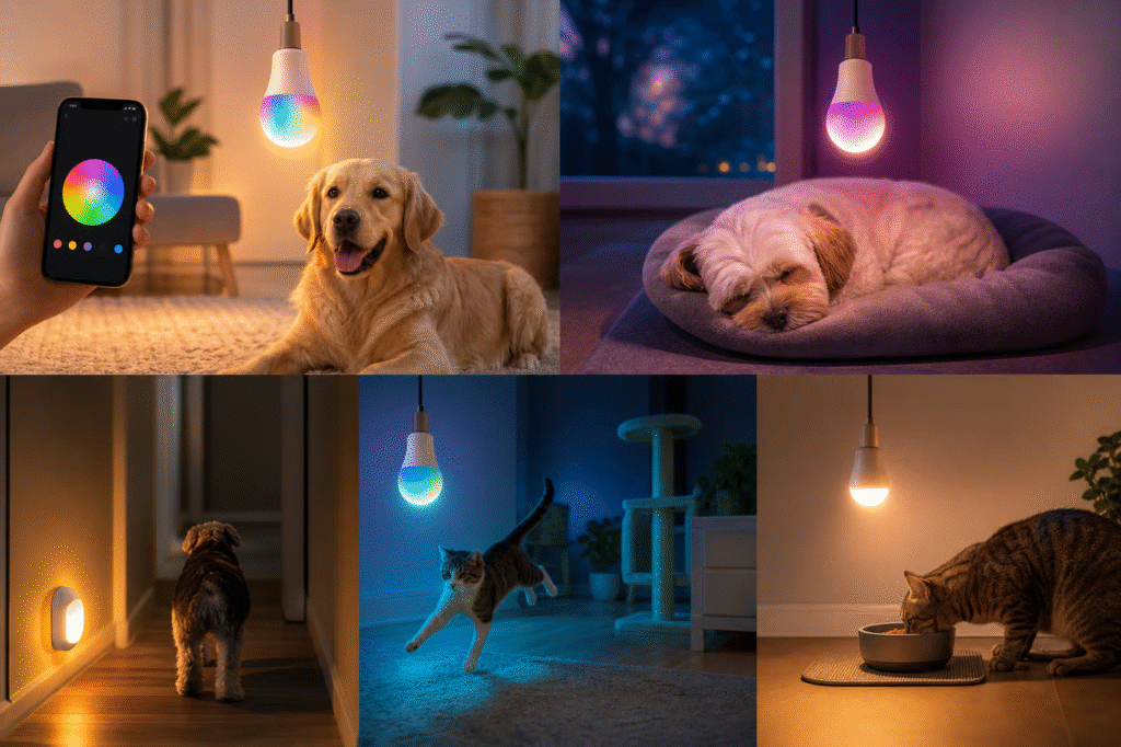 a smart light bulb connected to a phone