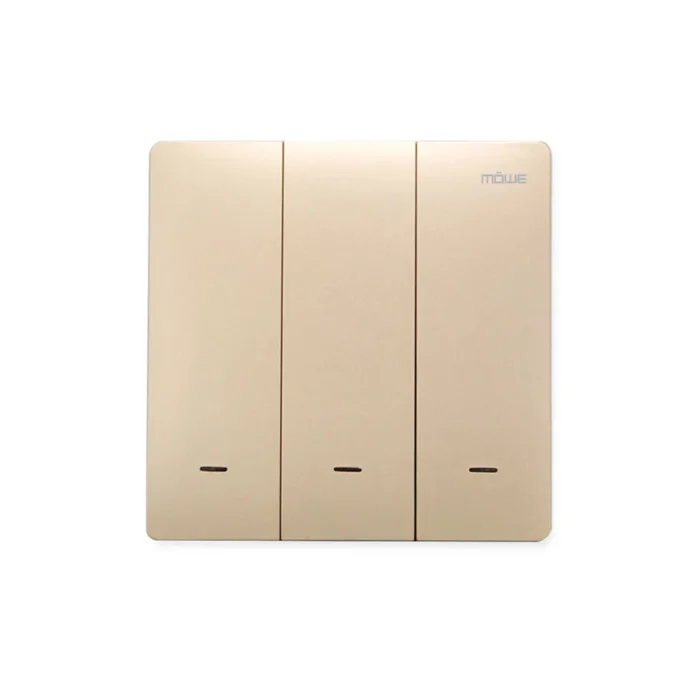 Zigbee Smart Switch Triple Rocker Champagne Gold